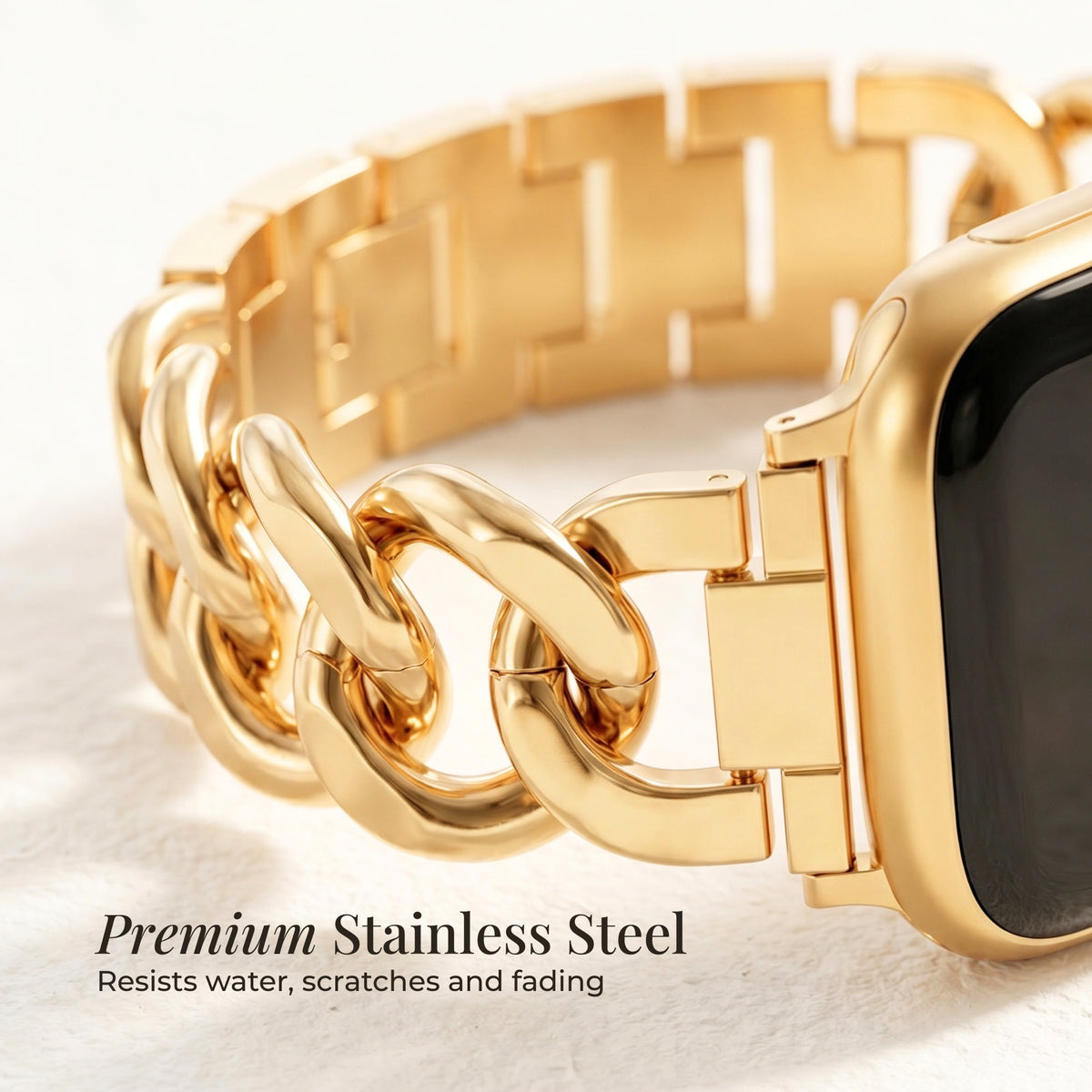 Gouden geweven luxe Apple Watch-bandje