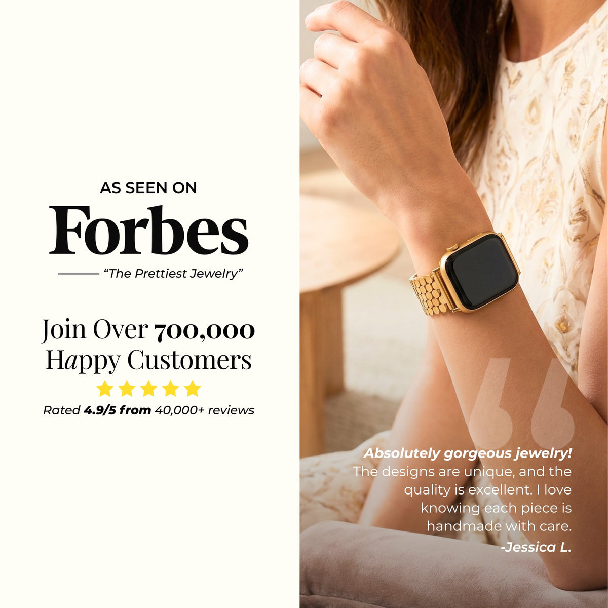 Bracelet de luxe en nid d'abeille doré pour Apple Watch