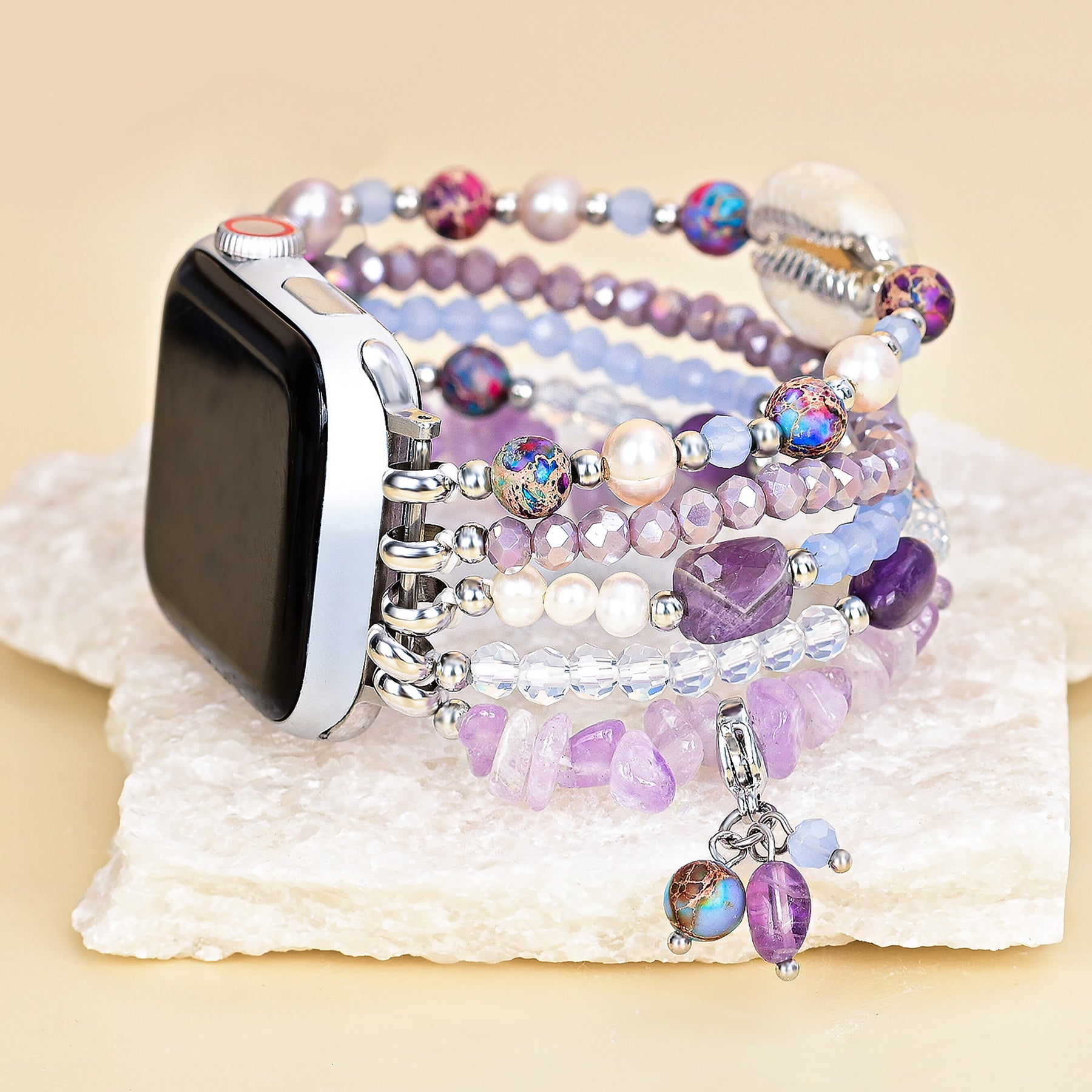 Lilac Shoreline Stretch Apple Watch-bandje