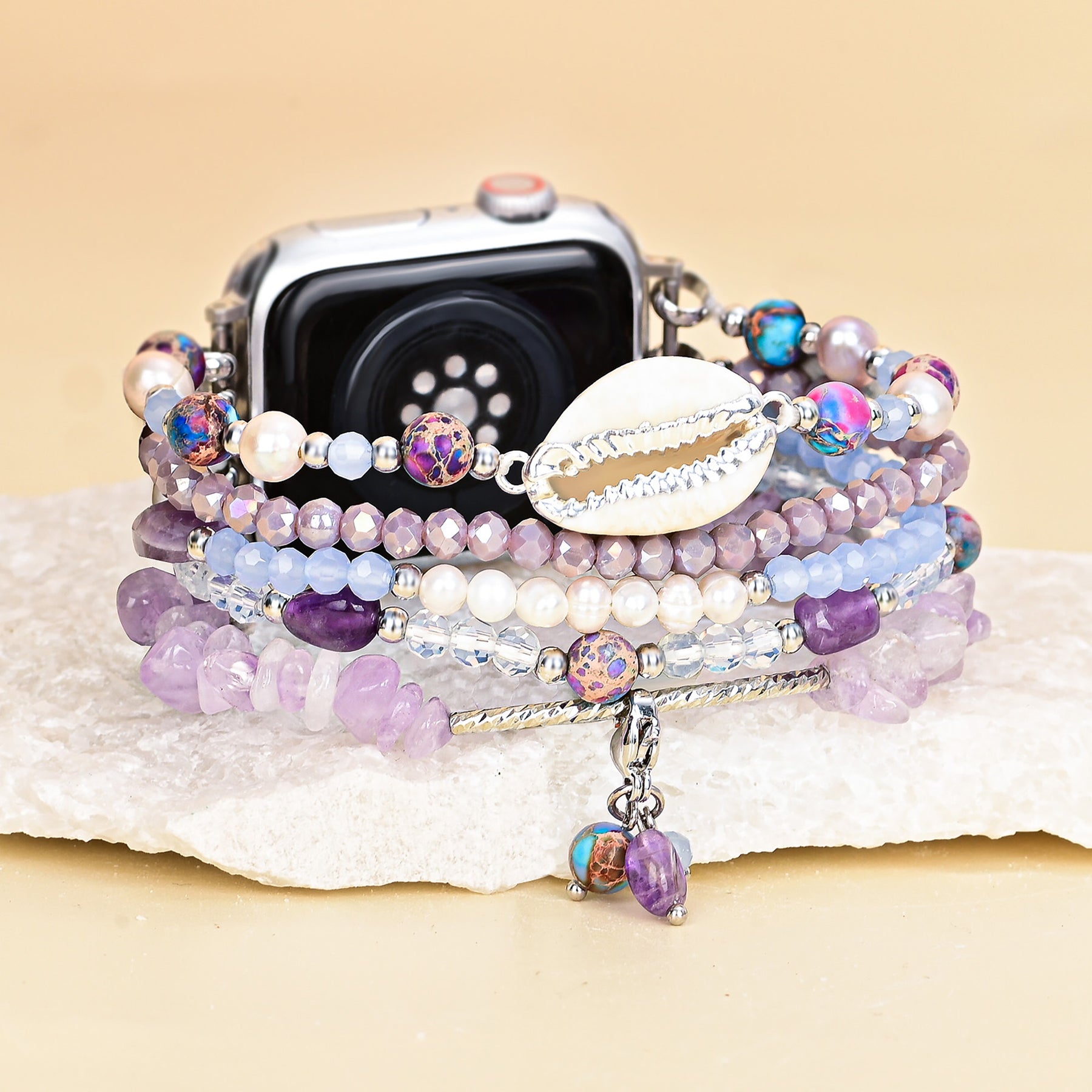 Lilac Shoreline Stretch Apple Watch-bandje