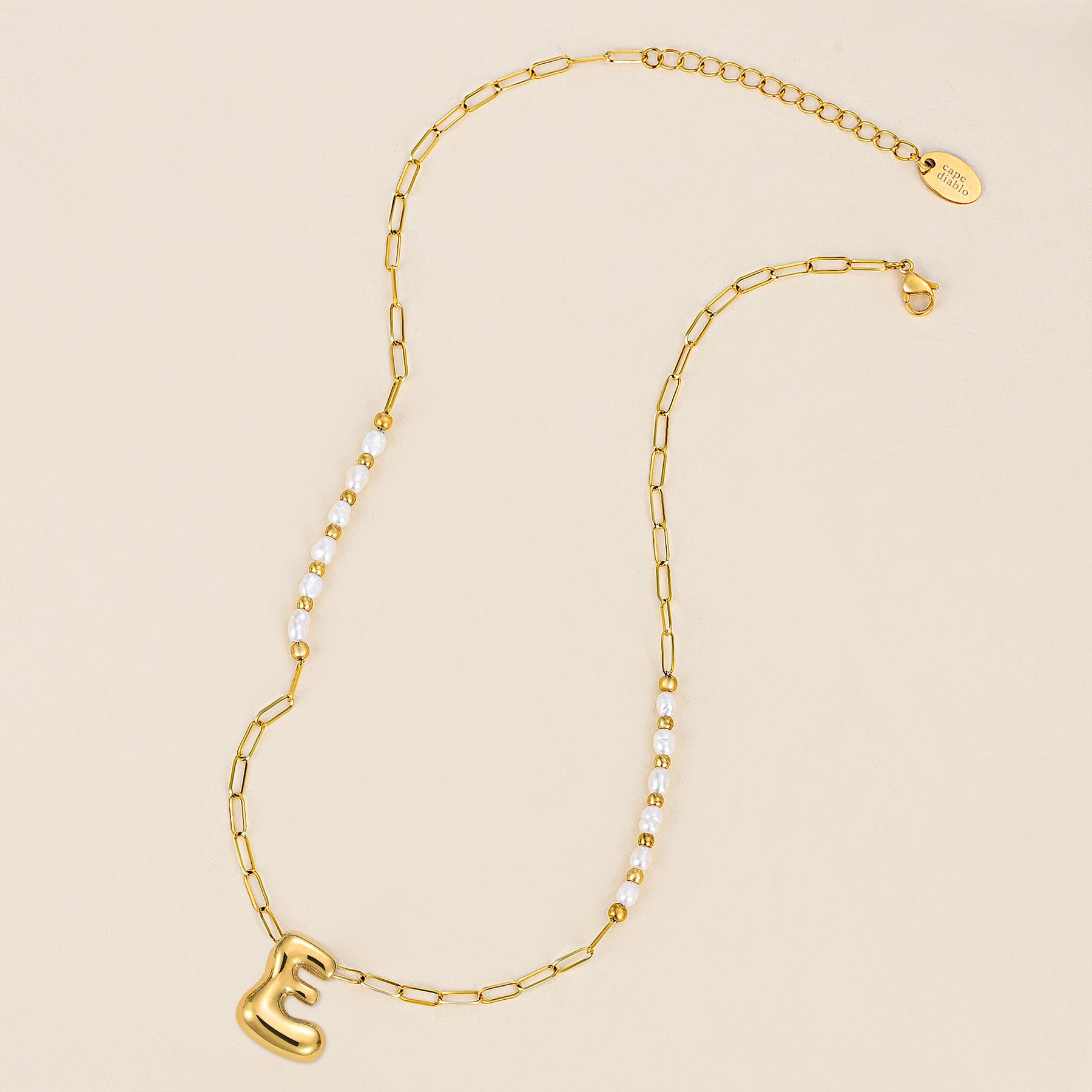 Gouden Glow Bubble Letter Initial Ketting