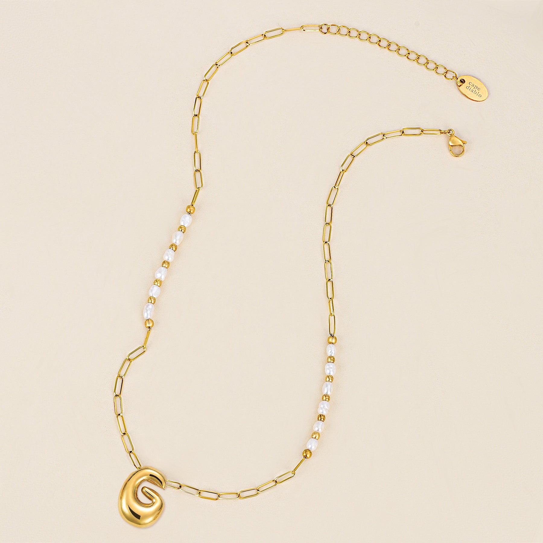 Gouden Glow Bubble Letter Initial Ketting