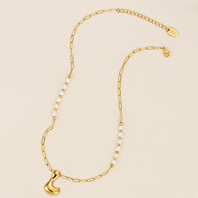 Gouden Glow Bubble Letter Initial Ketting