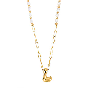 Gouden Glow Bubble Letter Initial Ketting