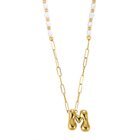 Gouden Glow Bubble Letter Initial Ketting