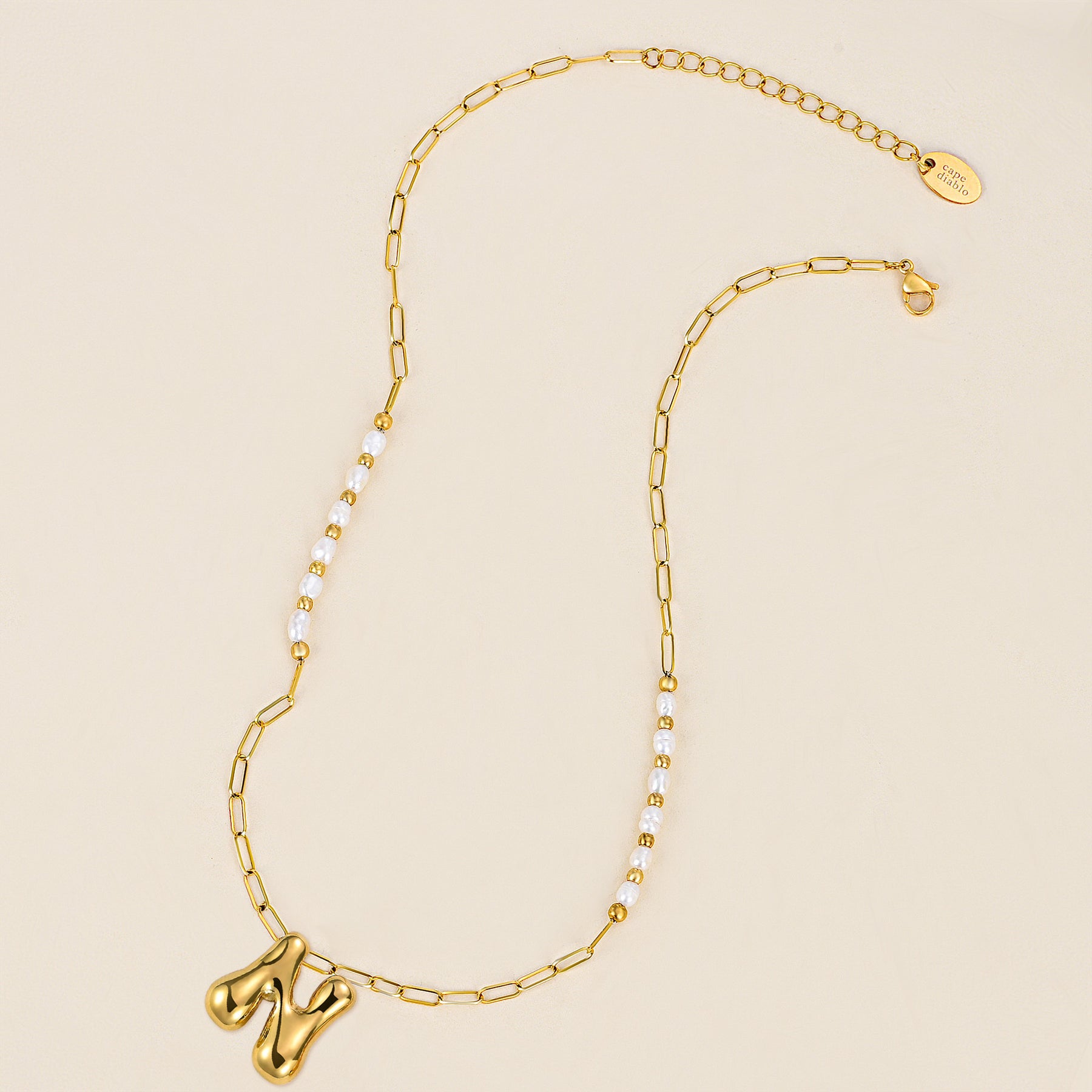 Gouden Glow Bubble Letter Initial Ketting