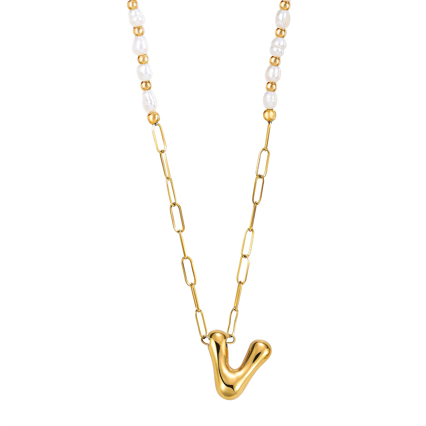 Gouden Glow Bubble Letter Initial Ketting