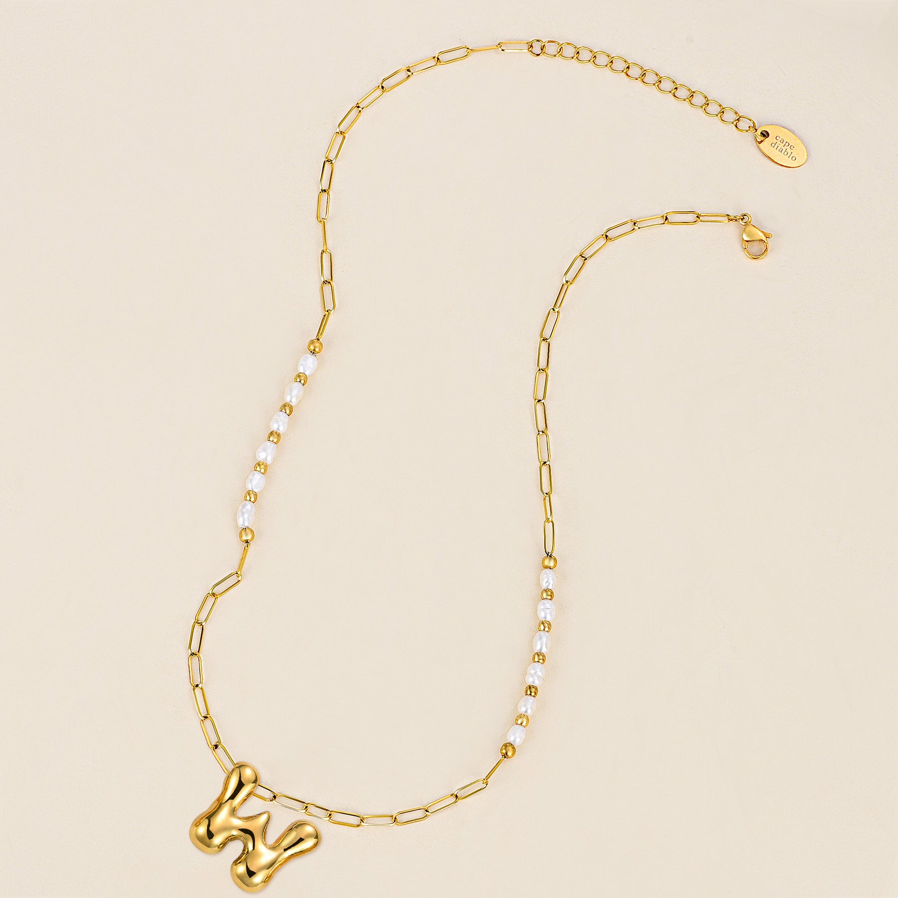 Gouden Glow Bubble Letter Initial Ketting