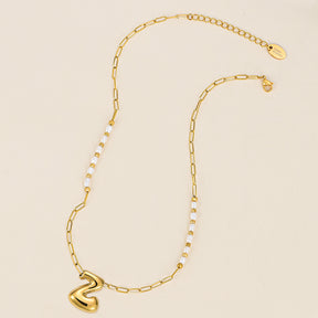 Gouden Glow Bubble Letter Initial Ketting