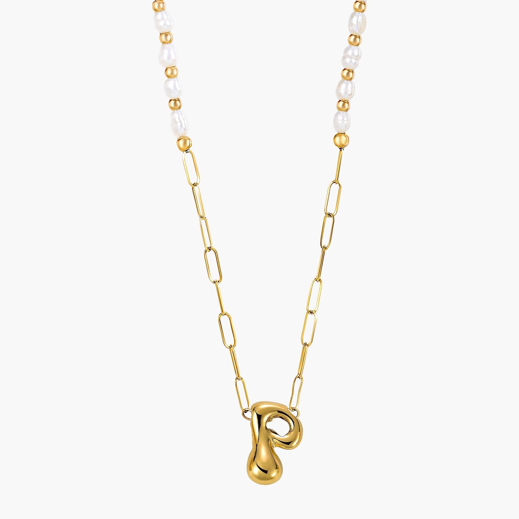 Gouden Glow Bubble Letter Initial Ketting