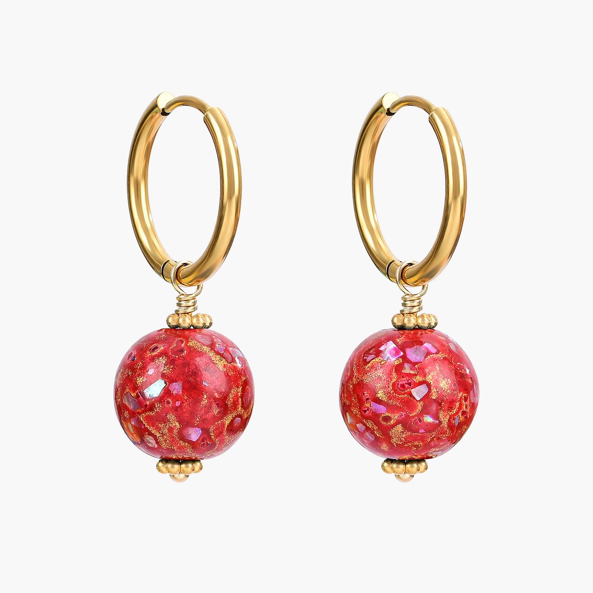 Crimson Orbit Speckle Orb Oorringen met Hoepel