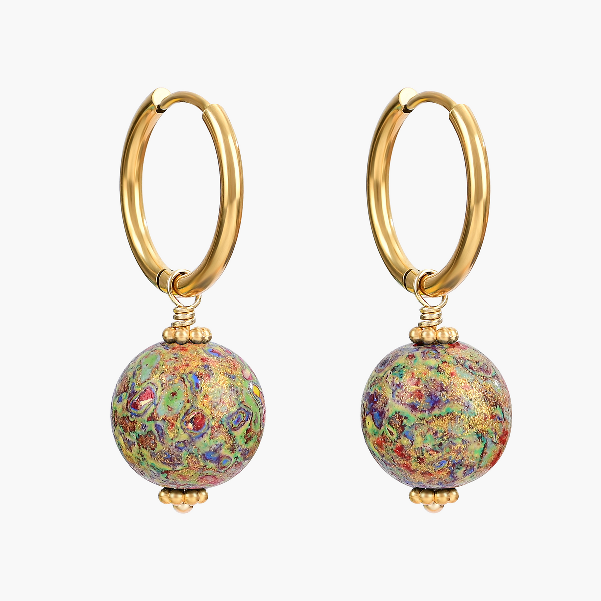 Meadow Mist Speckle Orb Oorringen met Hoepel
