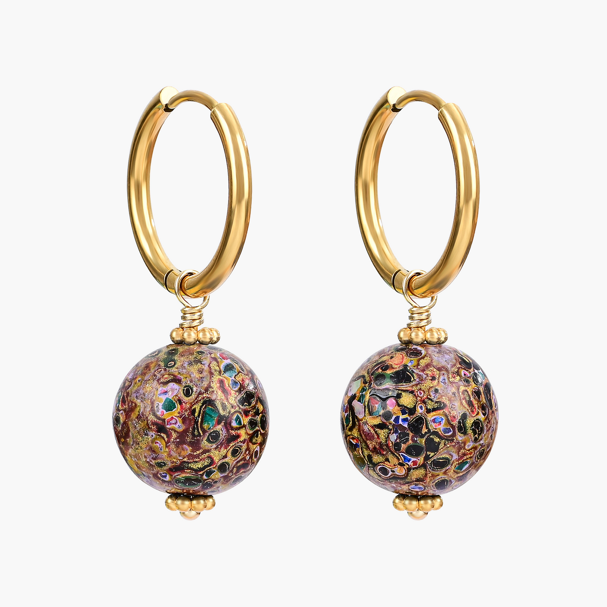 Cosmic Bloom Speckle Orb Oorringen met Hoepel