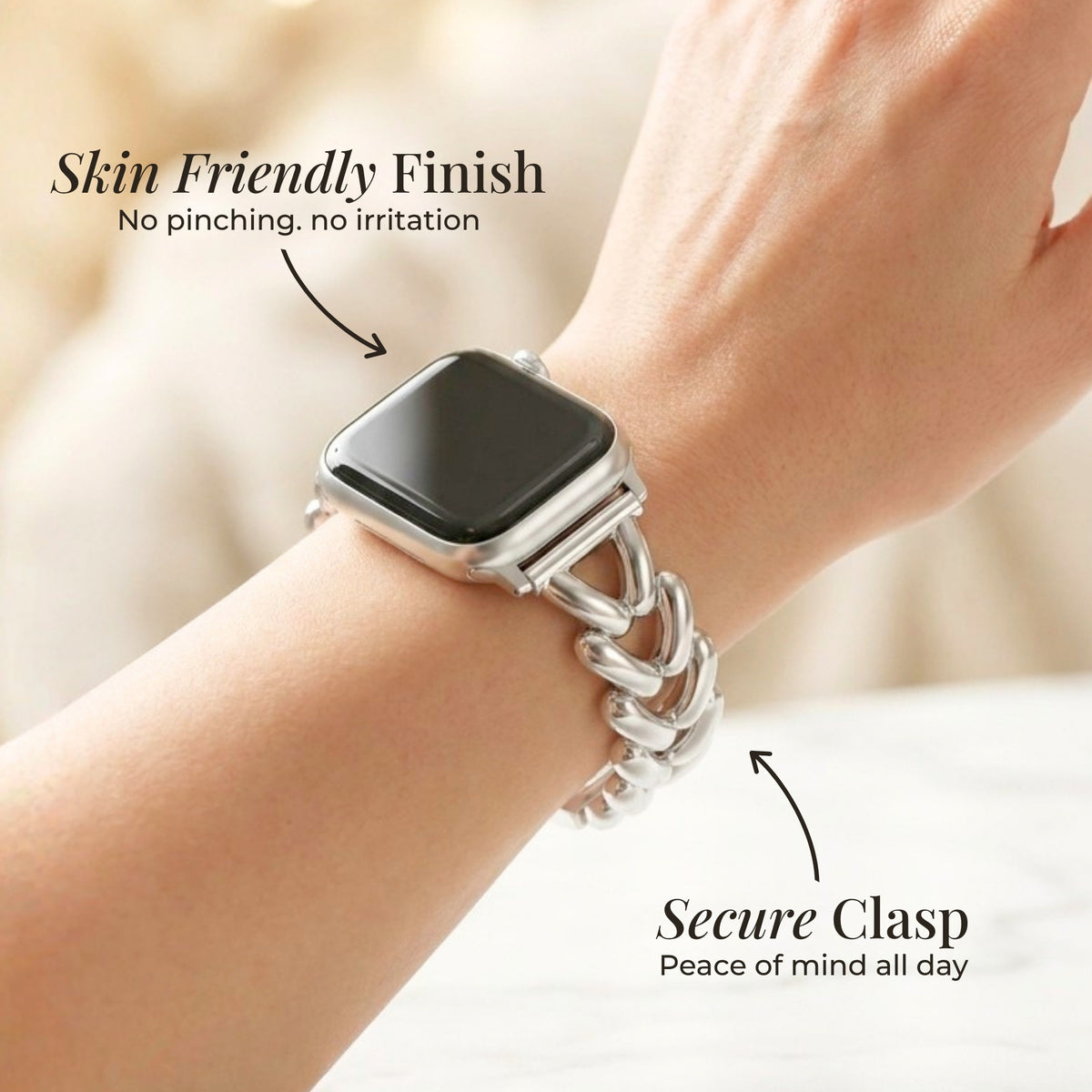 Bracelet de luxe en tresse de platine pour Apple Watch
