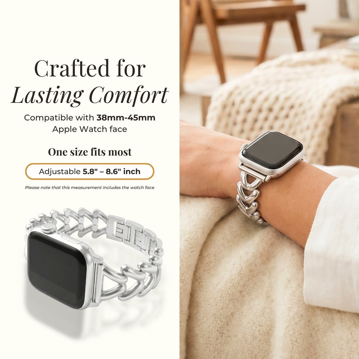 Bracelet de luxe en tresse de platine pour Apple Watch