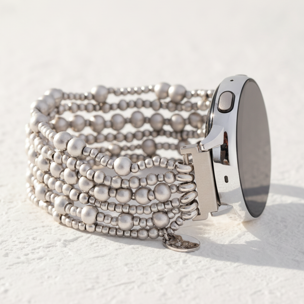 Platinum Demure Stretch Apple Watch-band