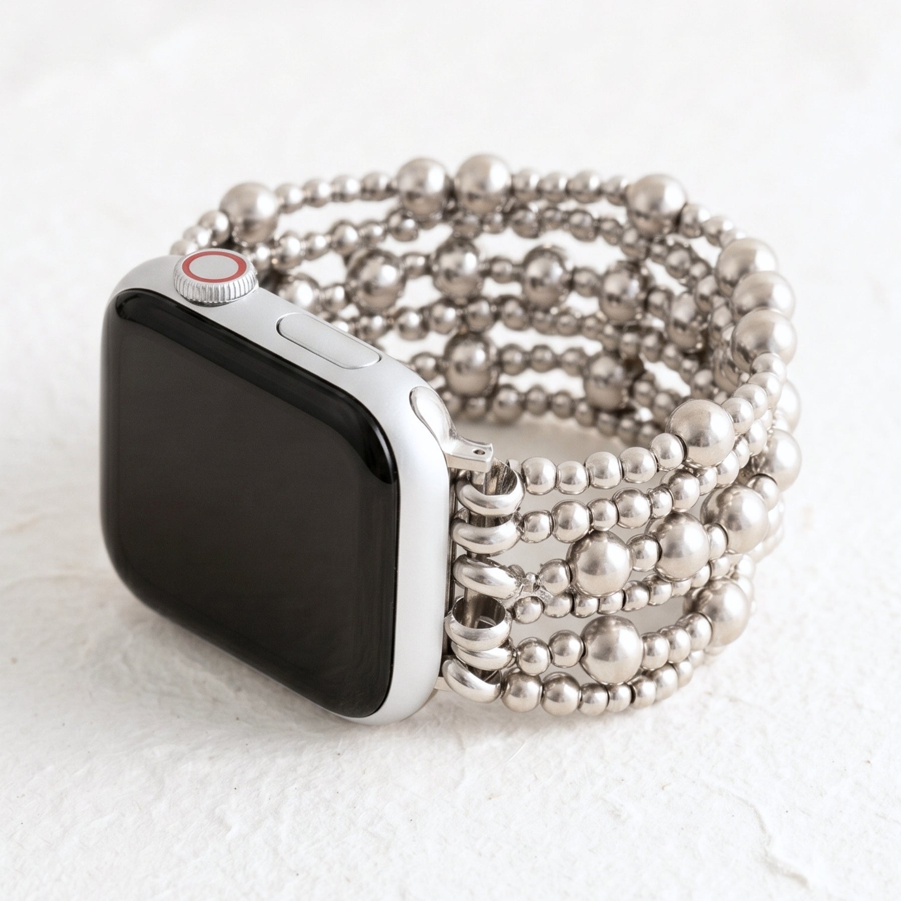 Platinum Demure Stretch Apple Watch Armband