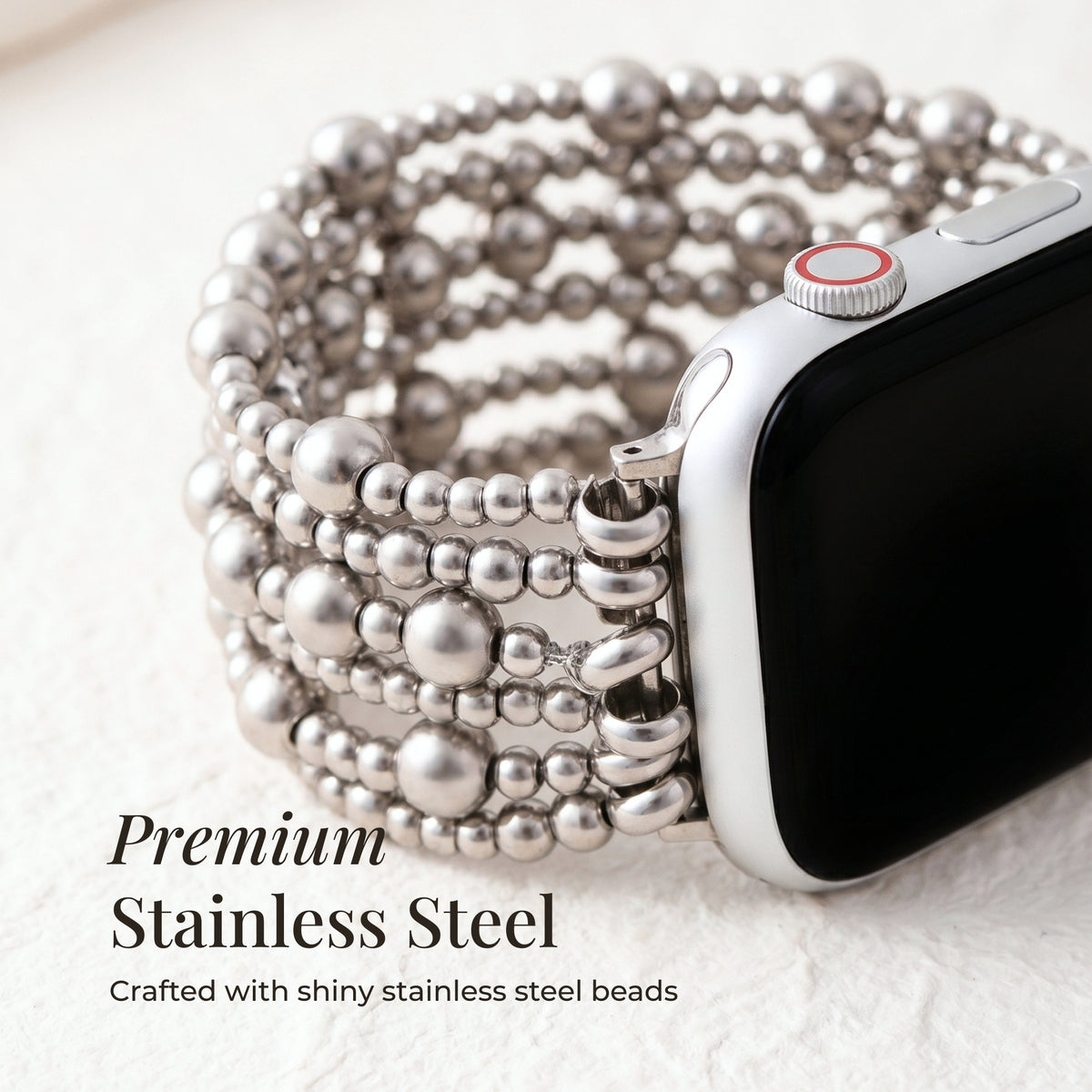 Platinum Demure Stretch Apple Watch Armband