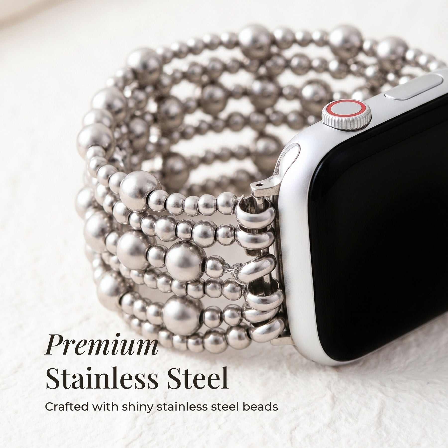 Platinum Demure Stretch Apple Watch Armband