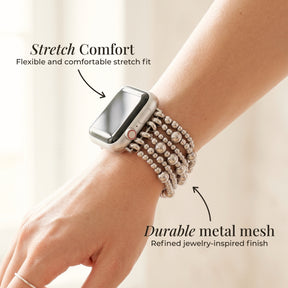Platinum Demure Stretch Apple Watch Armband