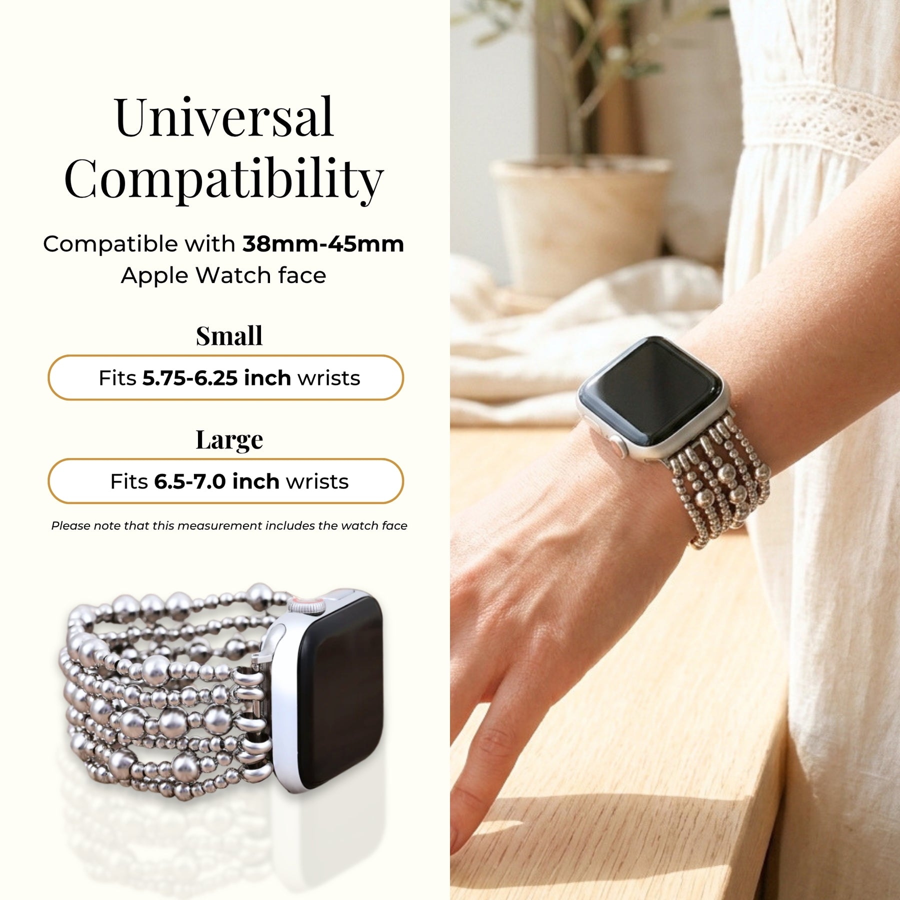 Platinum Demure Stretch Apple Watch Armband