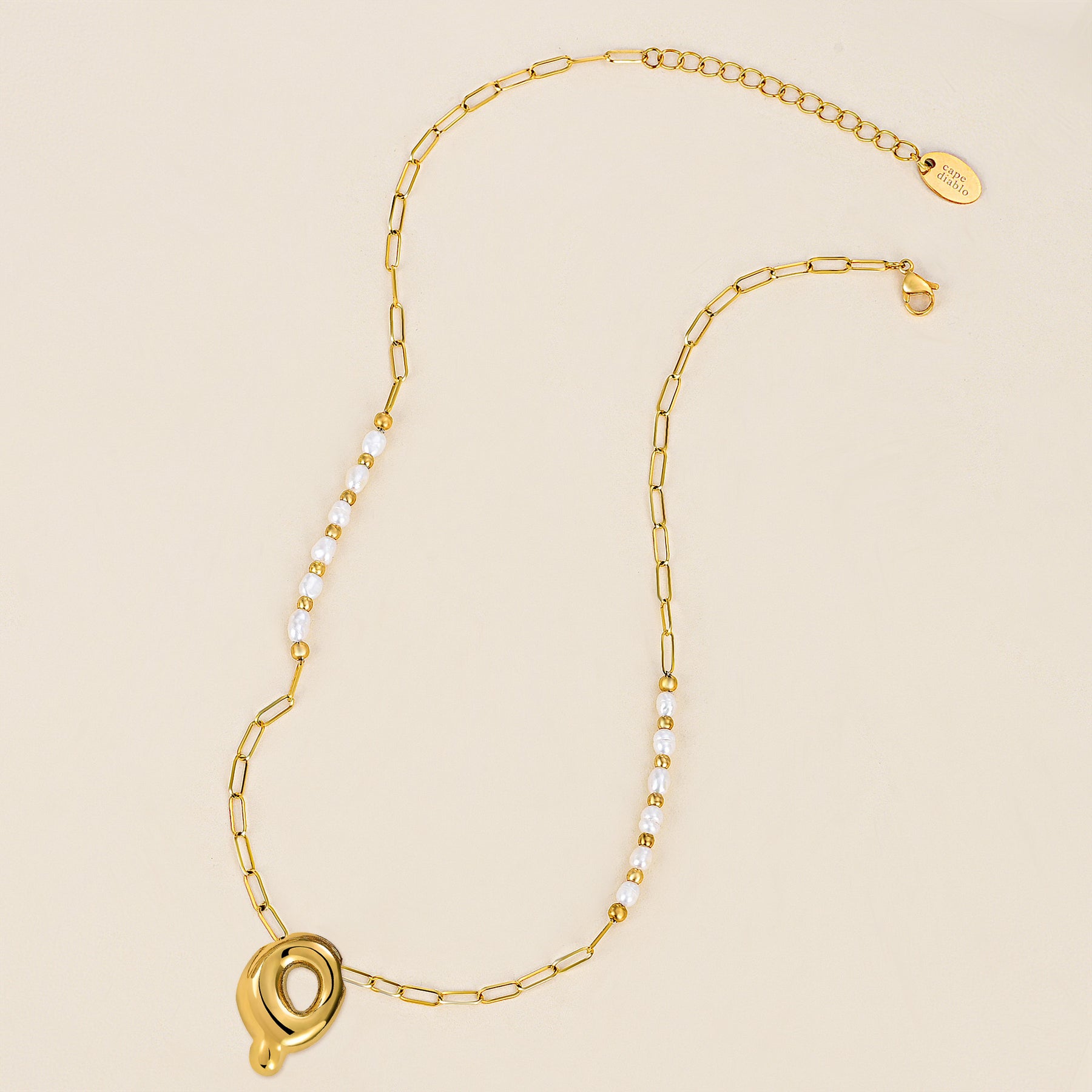 Gouden Glow Bubble Letter Initial Ketting