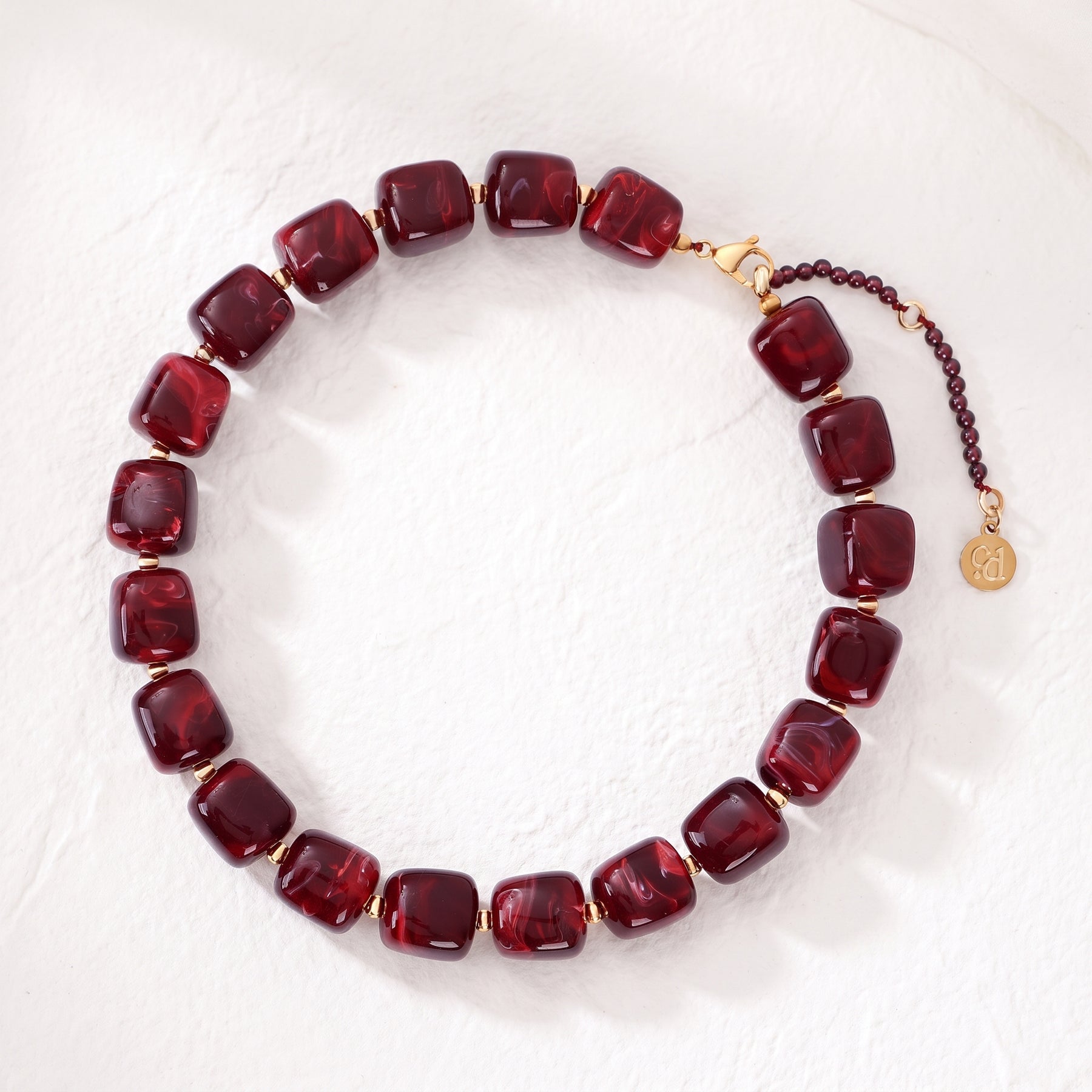 Chunky vierkante kralenketting bruin
