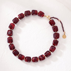 Chunky vierkante kralenketting marmer