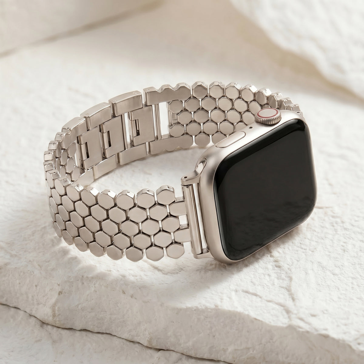 Zilveren honingraat luxe Apple Watch bandje