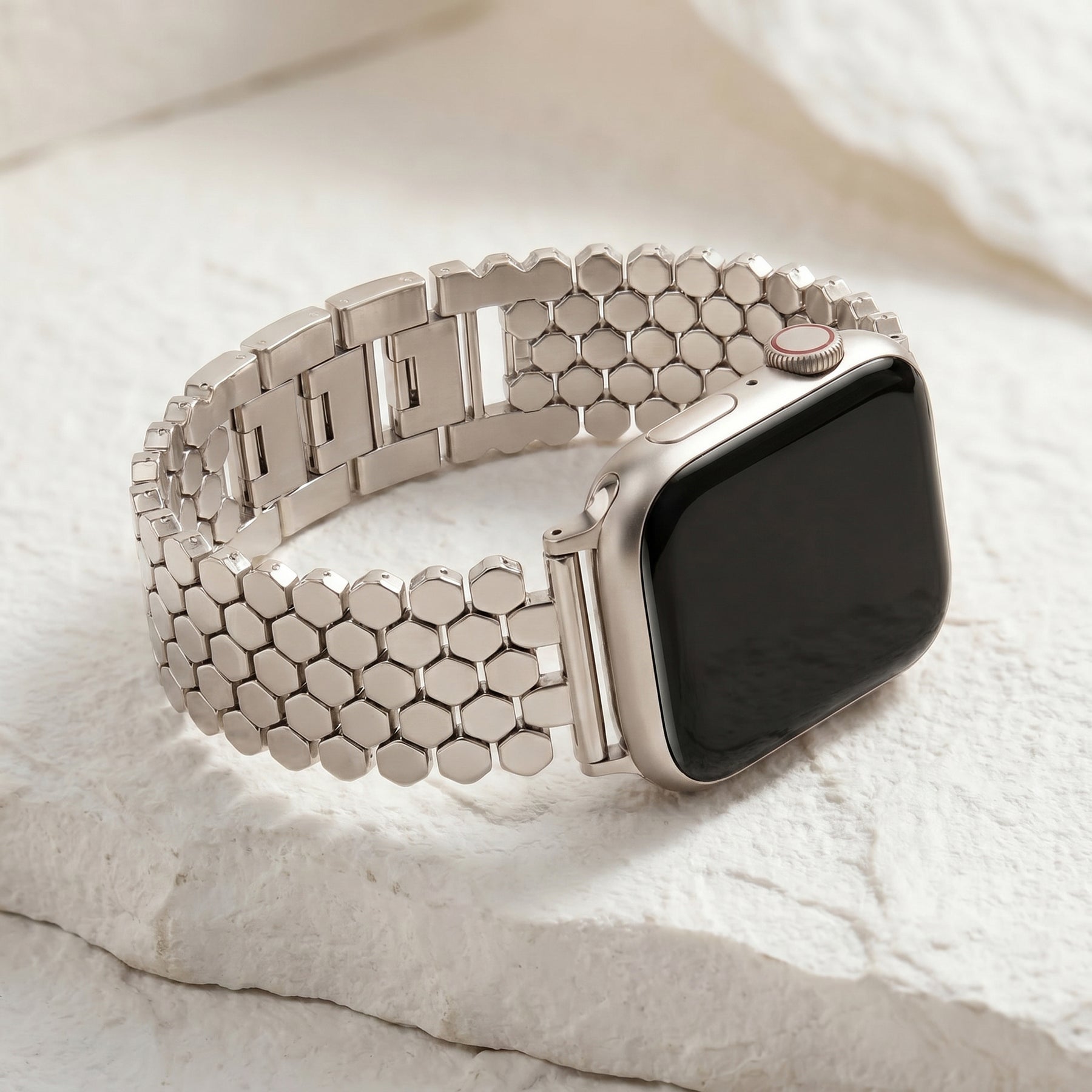 Silbernes Honeycomb Luxusarmband für Apple Watch