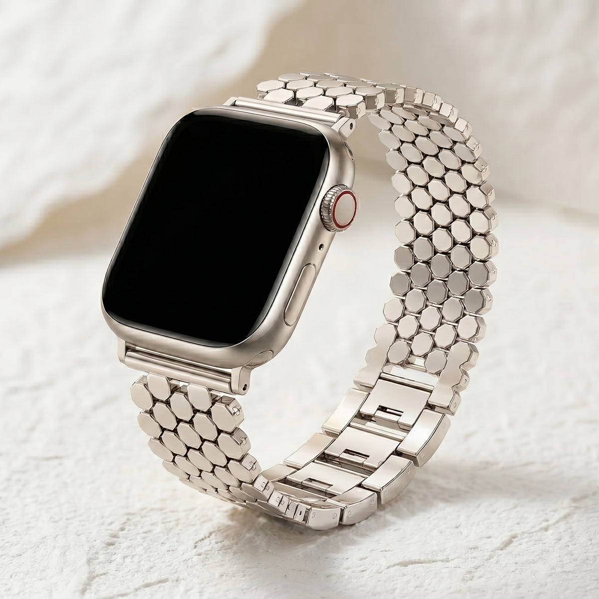 Zilveren honingraat luxe Apple Watch bandje