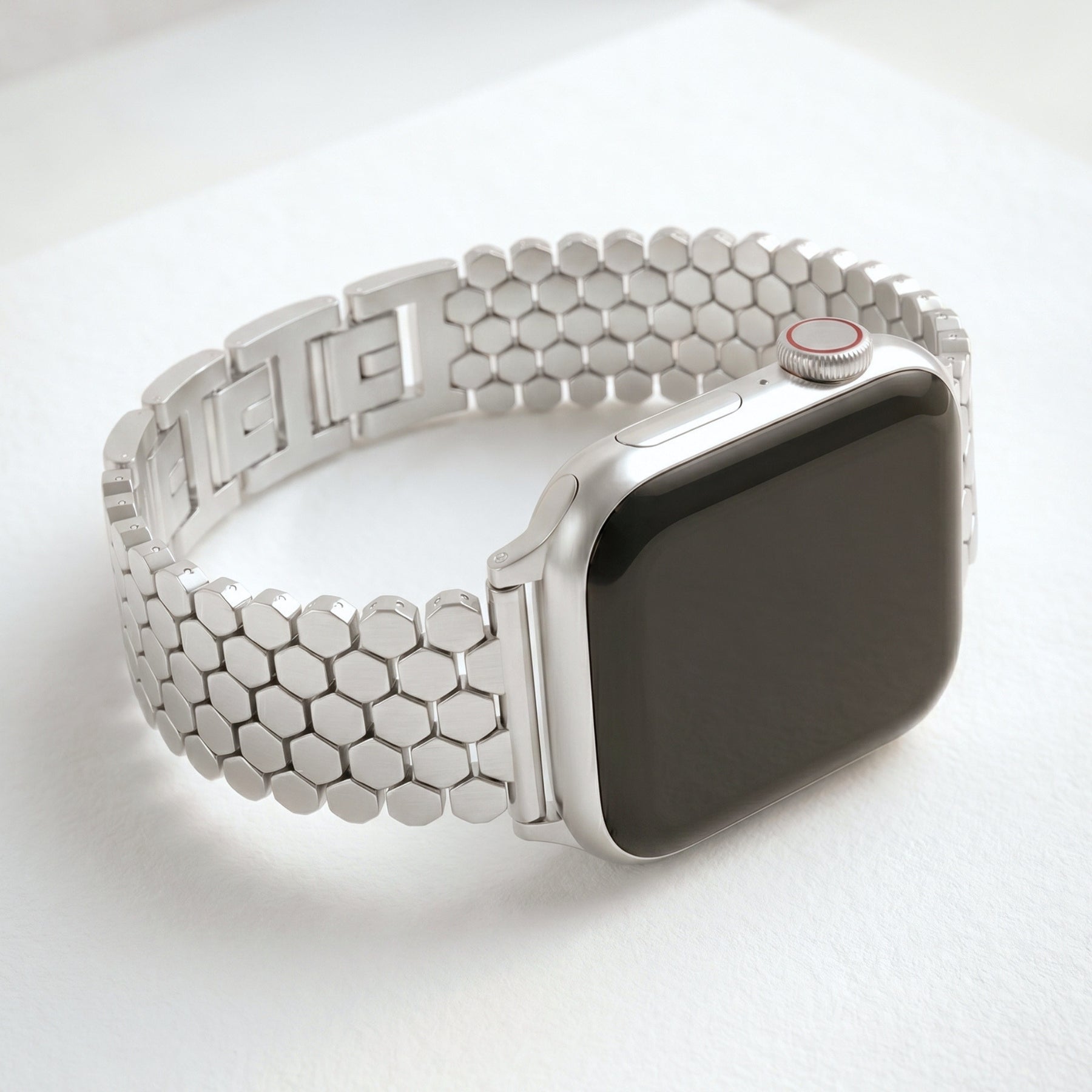 Zilveren honingraat luxe Apple Watch bandje