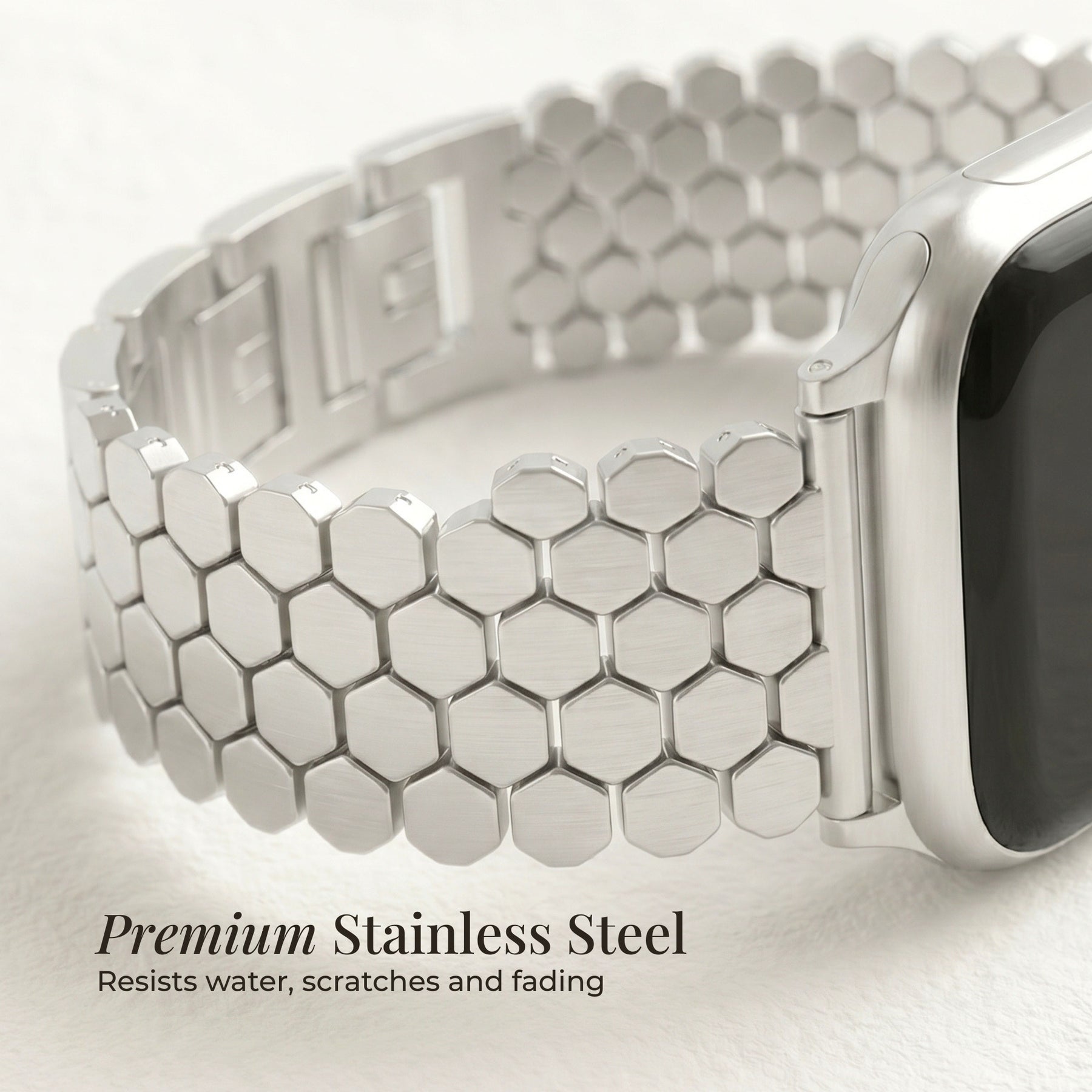 Zilveren honingraat luxe Apple Watch bandje