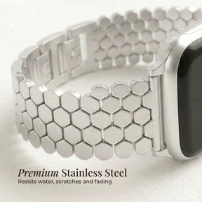 Zilveren honingraat luxe Apple Watch bandje