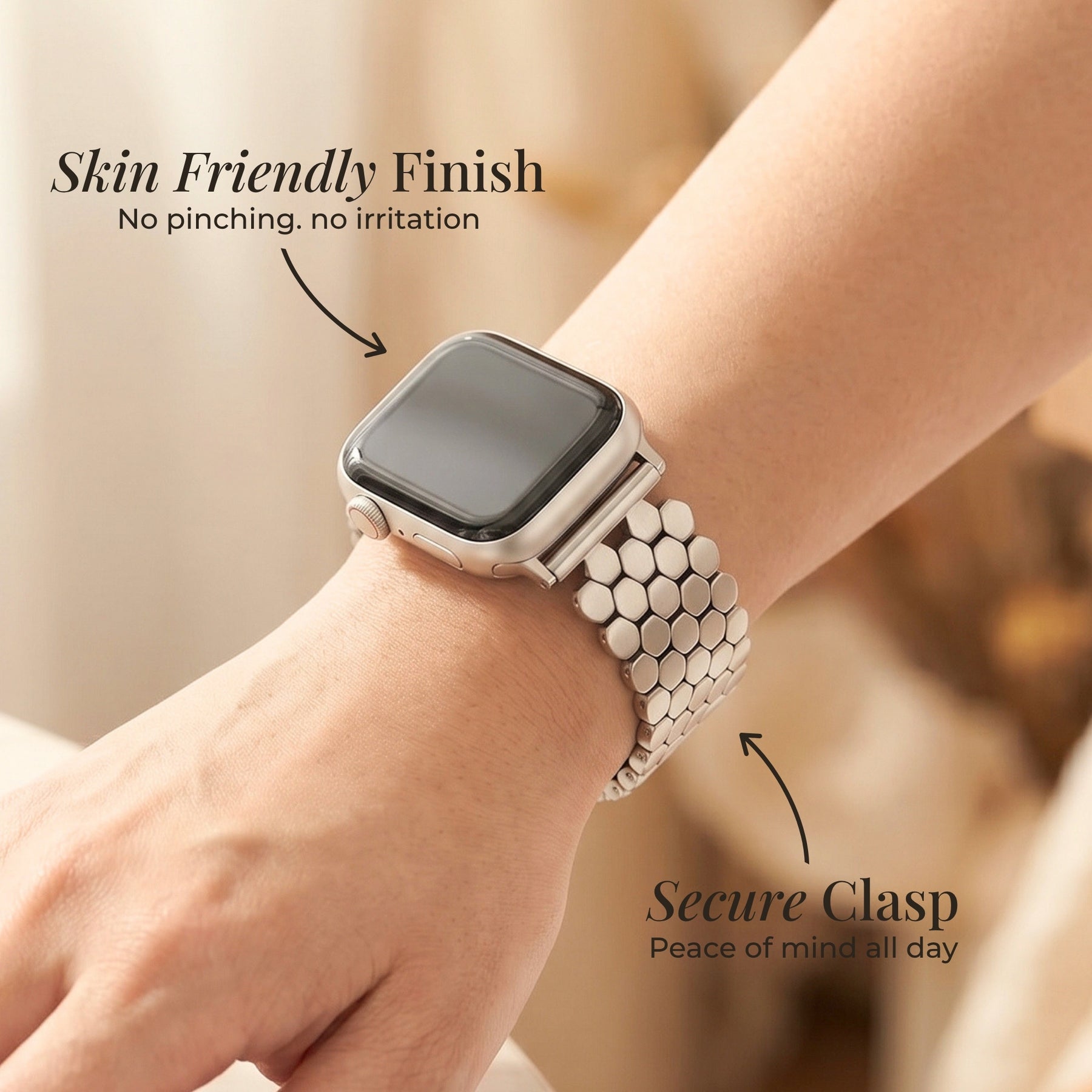 Zilveren honingraat luxe Apple Watch bandje