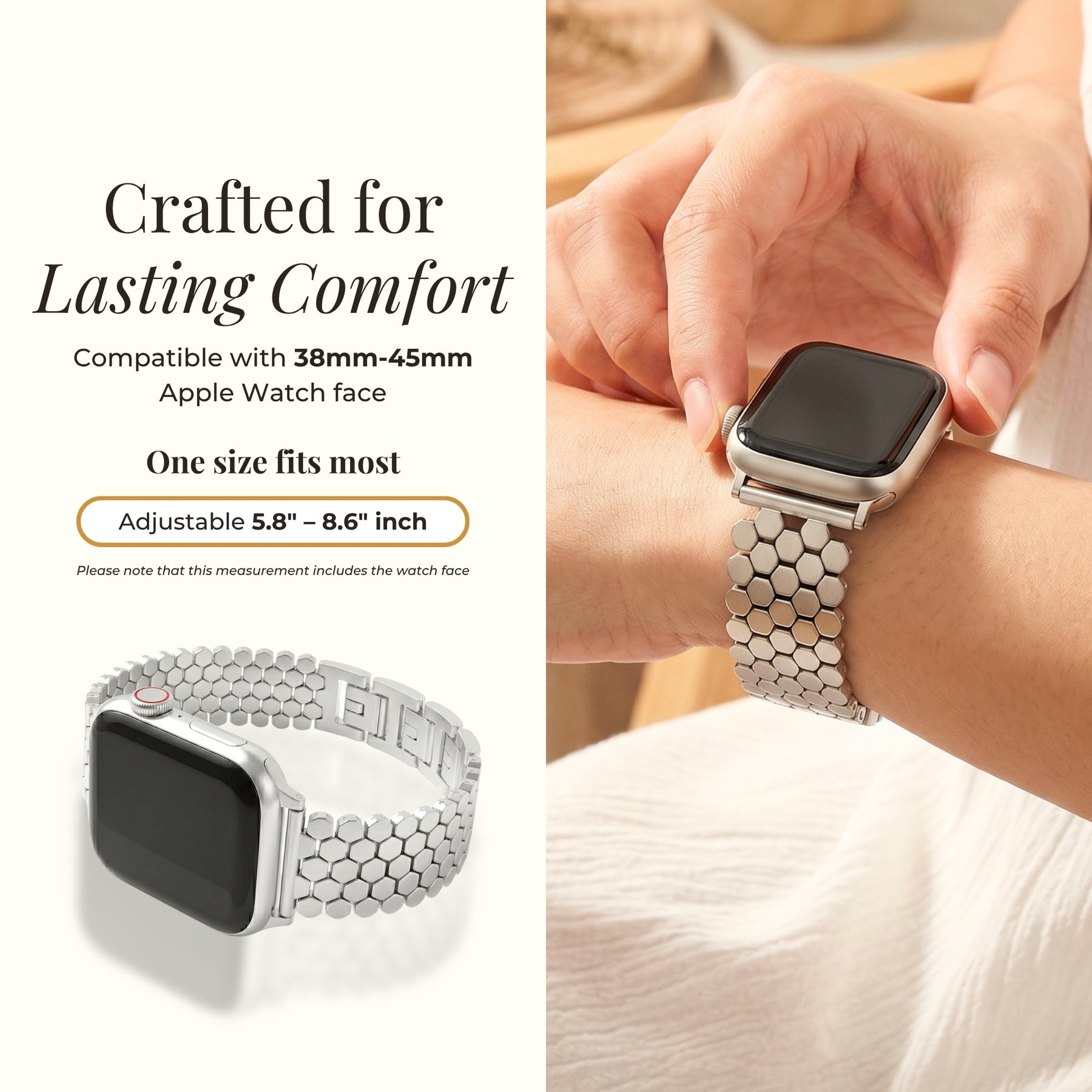 Zilveren honingraat luxe Apple Watch bandje