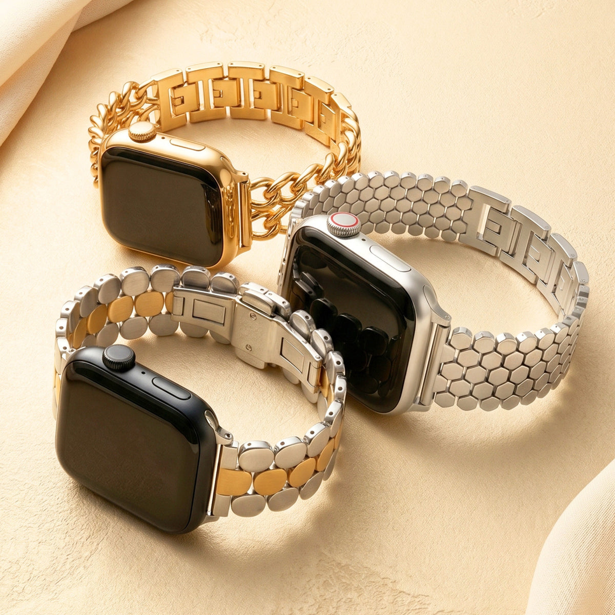 Zilveren honingraat luxe Apple Watch bandje