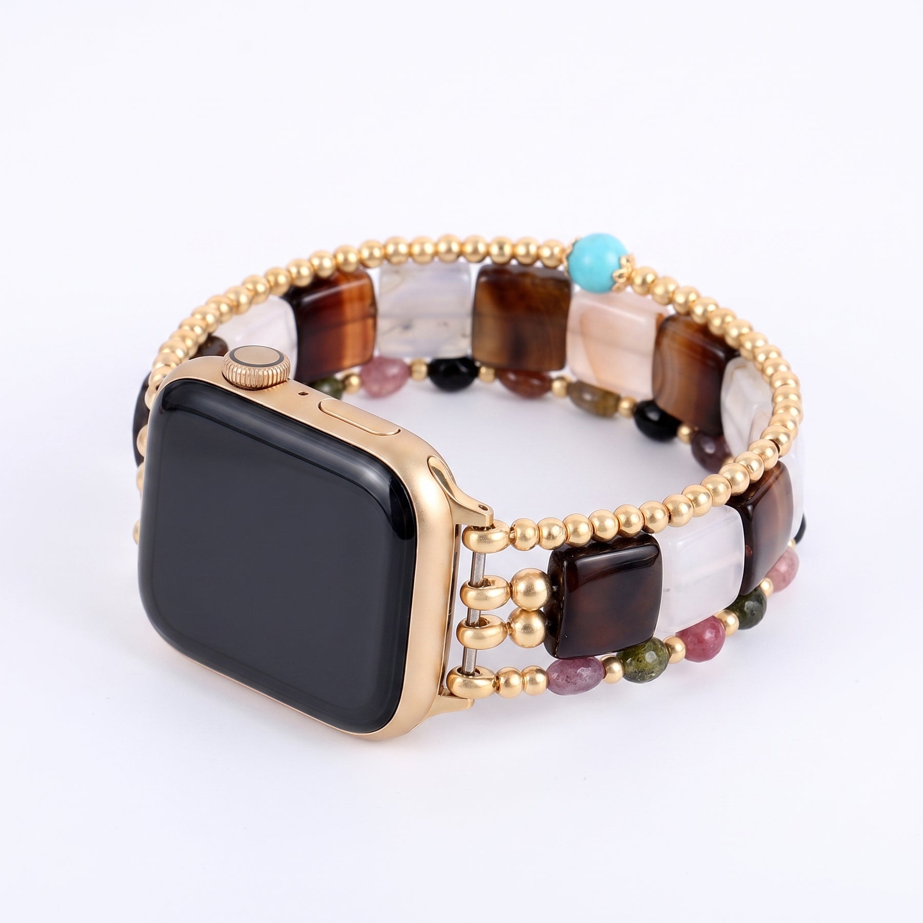 Wild Grace-agaatarmband voor Apple Watch, elastisch, zilverkleurig