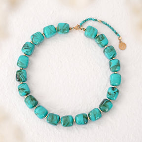 Collier à perles carrées épaisses bleu