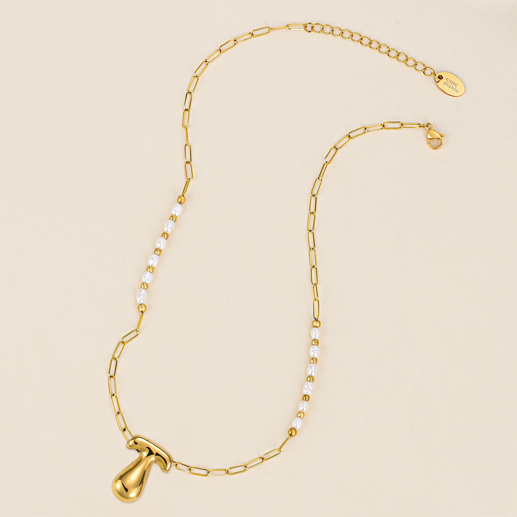 Gouden Glow Bubble Letter Initial Ketting