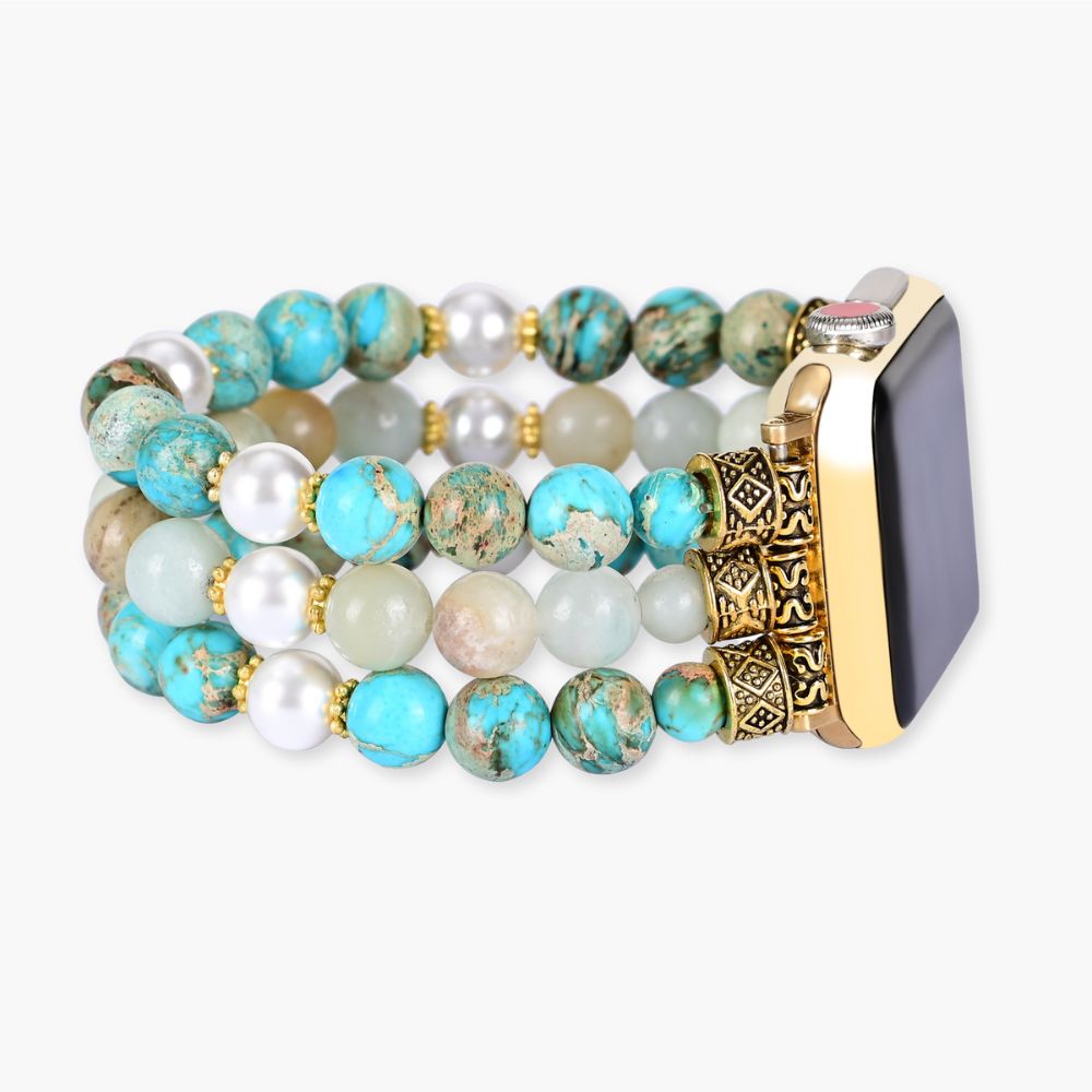 Bracelet de montre extensible en jaspe Ocean Breeze
