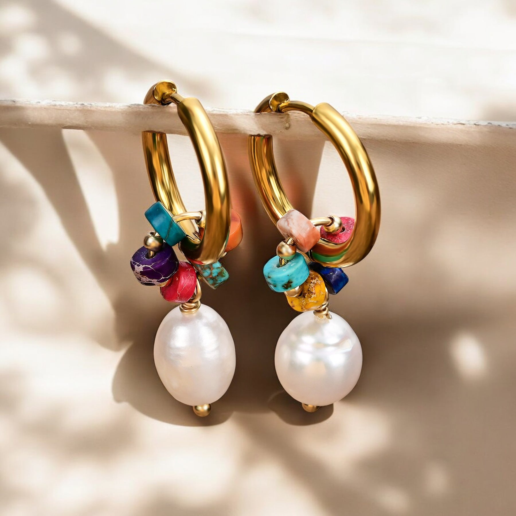 Boucles d'oreilles créoles Jasper Harmony Pearl