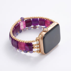 Wild Grace-agaatarmband voor Apple Watch, elastisch, zilverkleurig