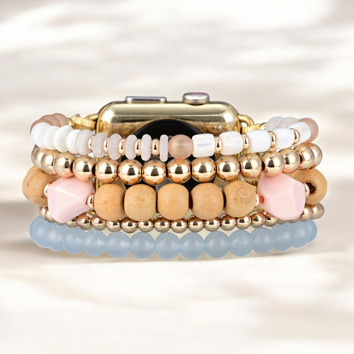 Bracelet Apple Watch extensible brume abricot