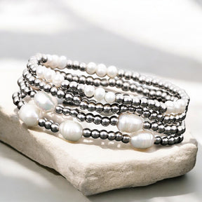 Perlen- und Silberarmband-Set