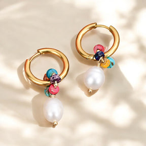 Boucles d'oreilles créoles Jasper Harmony Pearl