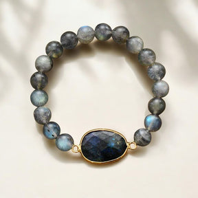 Bracelet en pierre précieuse Labradorite bleue