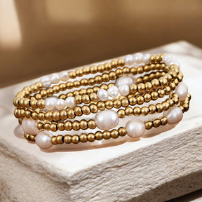 Gouden en Parel Armband Set