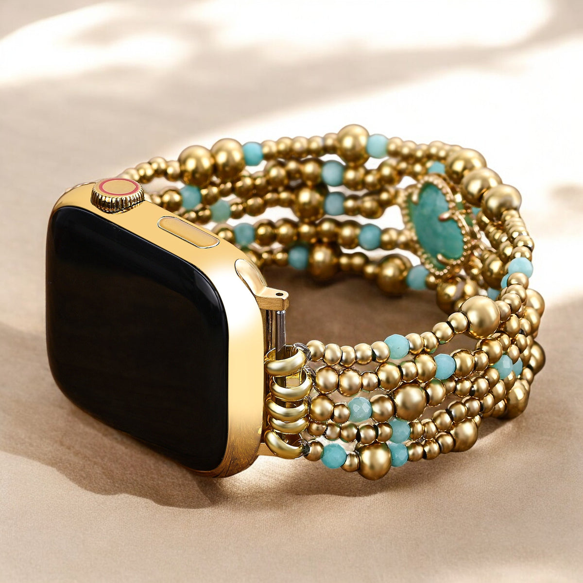 Bracelet extensible en amazonite apaisante pour Apple Watch