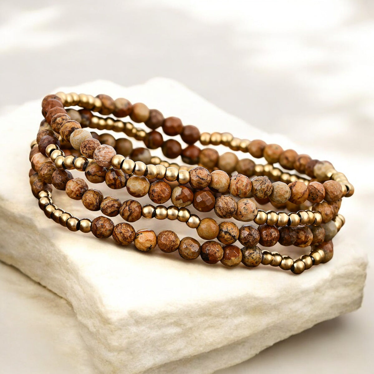 Ensemble de bracelets en jaspe Terre d'Or